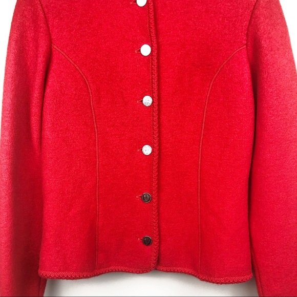Vintage Hundt Modell Vibrant Red 100% Wool Jacket - Picture 2 of 8